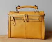 Handmade Genuine Leather Messenger / Crossbody / Tote Bag / Shoulder Bag / Handbag in Yellow