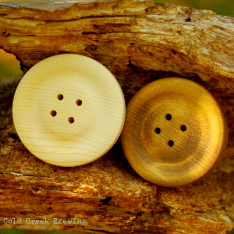 2 Large Wood Buttons 4" - Big Wooden Buttons - 4 Inch Buttons 2 Per Order - Pottery Barn Style Buttons