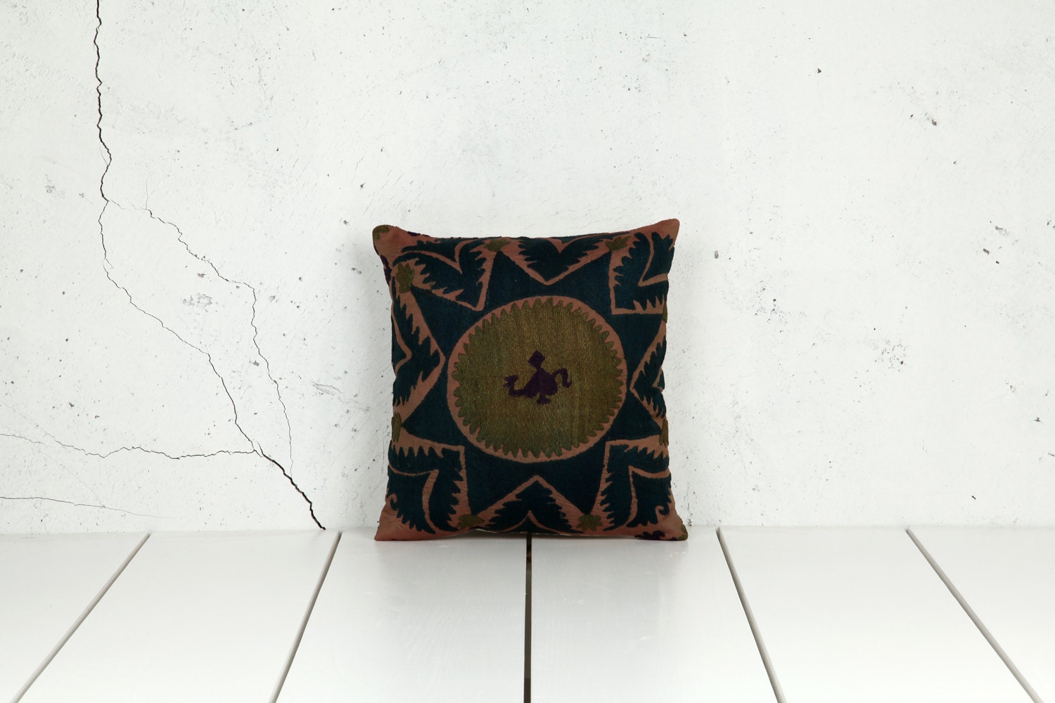 handmade vintage suzani pillow cover - 12.20" x 12.79" - FAST shipment with UPS - 02478-66