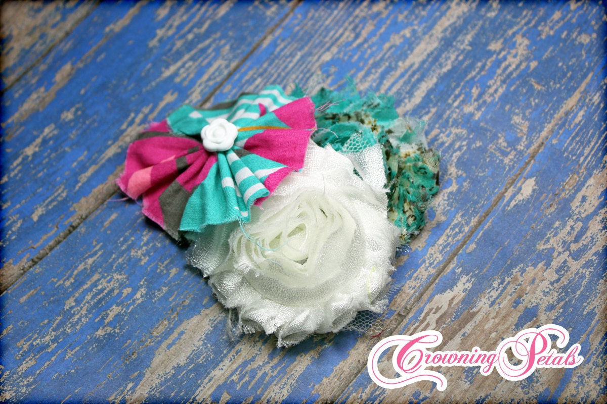 Turquoise, Pink Hair Accessories, Fabric Flowers, Mint Green Headband, Bows, Baby Girl Hair Bow, Newborn Headband, Hair Clips, Mint Green