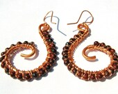 Spiral Earth Tone Wire Wrapped Beaded Earrings