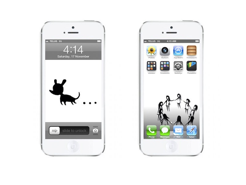 iphone wallpaper, illustration iphone 5 wallpaper - ganggangsulae & home screen 2 pcs a set
