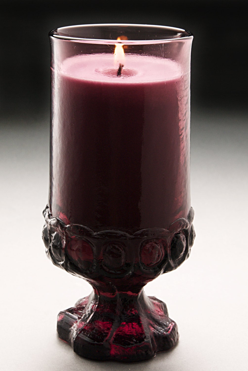 Soy Wax Candle Recycled Vintage Amethyst Glass Juicy Berries Scent