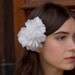 Vintage Inspired White Bridal Feather Flower Fascinator Hair Clip with Pearl Stamen