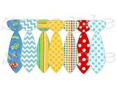 A Week of Ironon Boy Ties Bright Colors Set of 7 Ties-Baby Boy Onesies