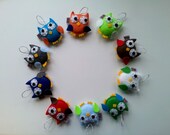 Ornament Owl SET of 10 Party Favor ECO FELT Softie Plushie Made to Order
