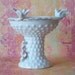 Lefton Mini Bird Bath Rare White Hobnail Pedestal Figurine