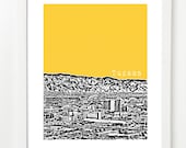 Tucson Skyline Poster  - Arizona State Art  -City Skyline Series Print -