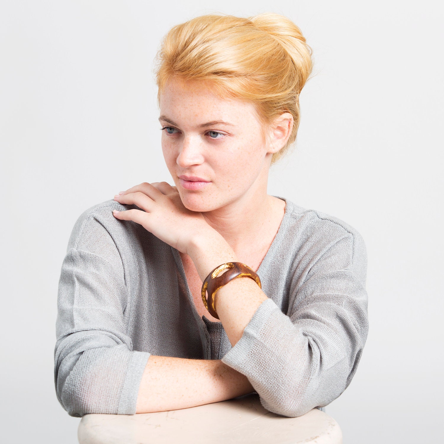 Reserved for R - Wood Bracelet,  Indian Rosewood and Gold Leaf, Light and Strong