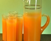 Blendo Glass Pitcher and Glasses Set Orange by Federal and West Virginia Glass