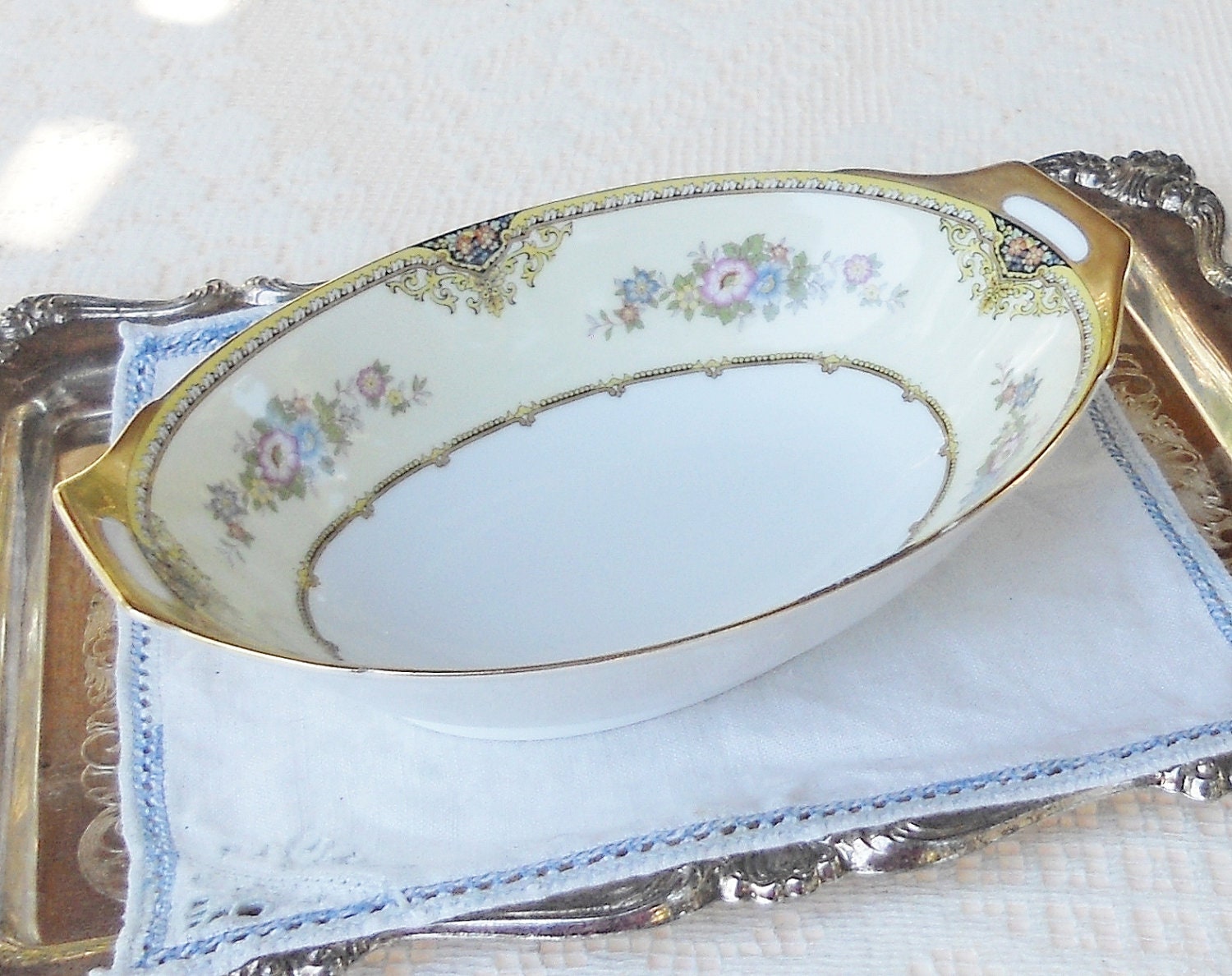Gold, Black, and Cream Meito China Vegetable Bowl - Vintage, Serving, Thanksgiving, The Uxbridge, Christmas, French, Autumn, Shabby Chic