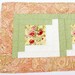 Soft Peach, Sunshine Yellow and Celery Green Tablerunner - Quilted, Floral, Paisley, Log Cabin, Special Order
