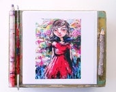 Greeting Card or Print Blank Art Card Stationary Recycled Paper Eco Special Occasion Gift Original Mixed Media Girl Woman Painting EtsyAU