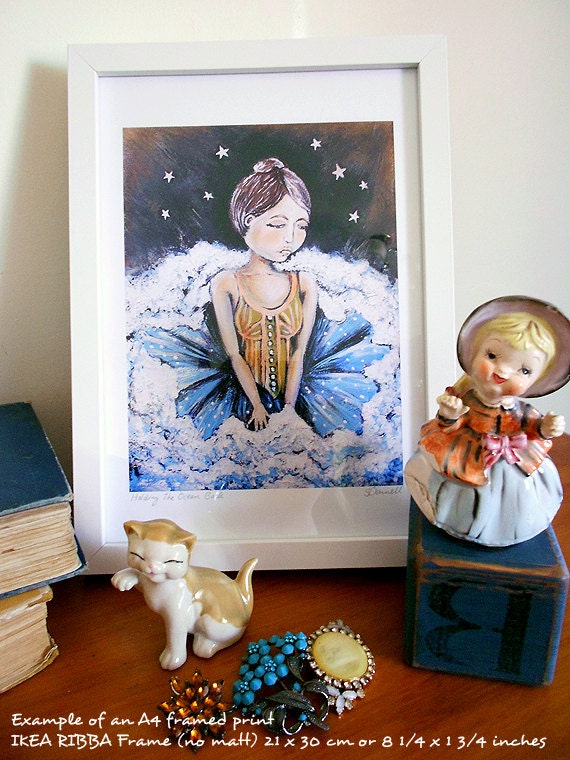 A4 Print Original Artwork Modern Retro Mixed Media Girl Painting Big Eye Art Wall Art Glicee Australian Artist - Only Time Will Tell