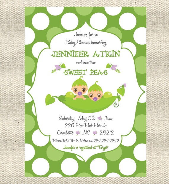 Sweet Pea Baby Shower Invitation Printable Il_570xn