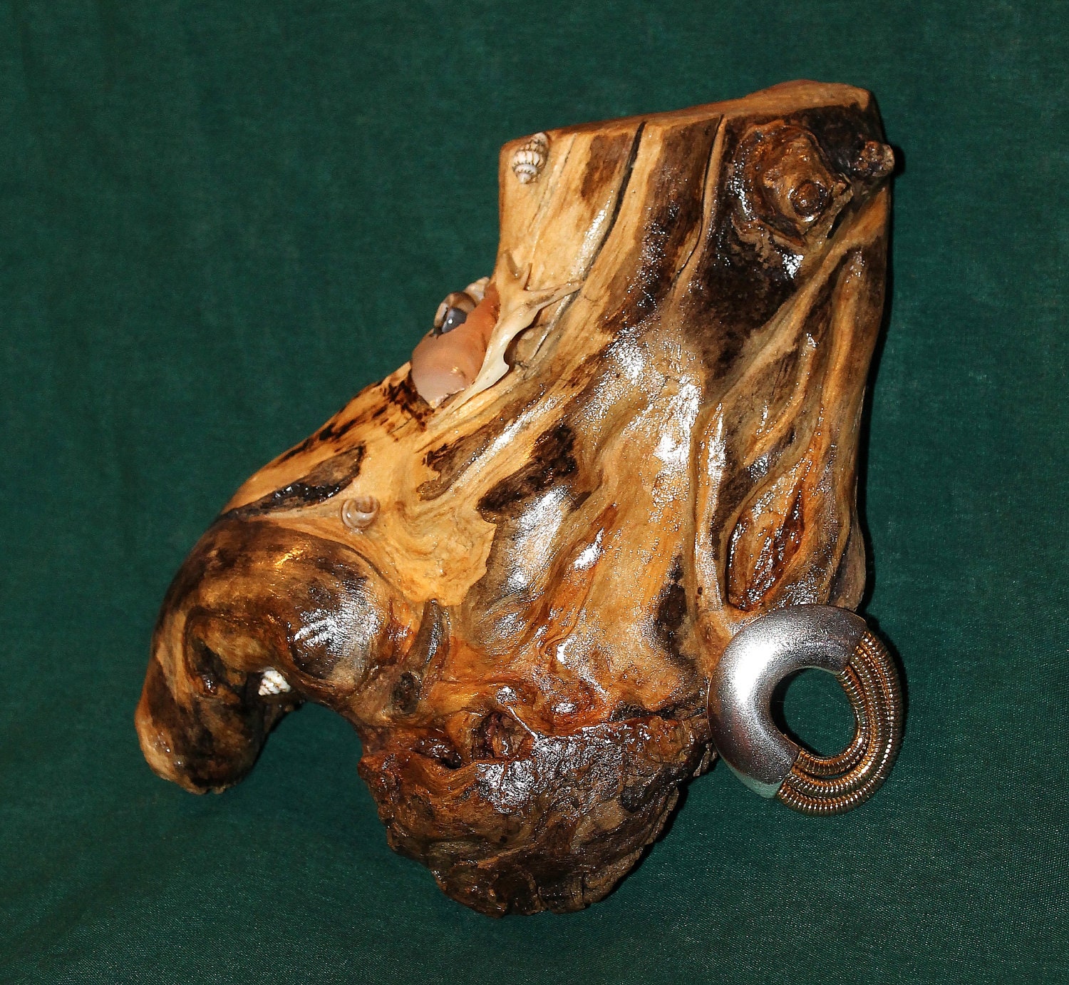OOK Wood Sea Troll Pirate Carving Sculpture Home Decor Face Fantasy Wall Hanging Book Case Display