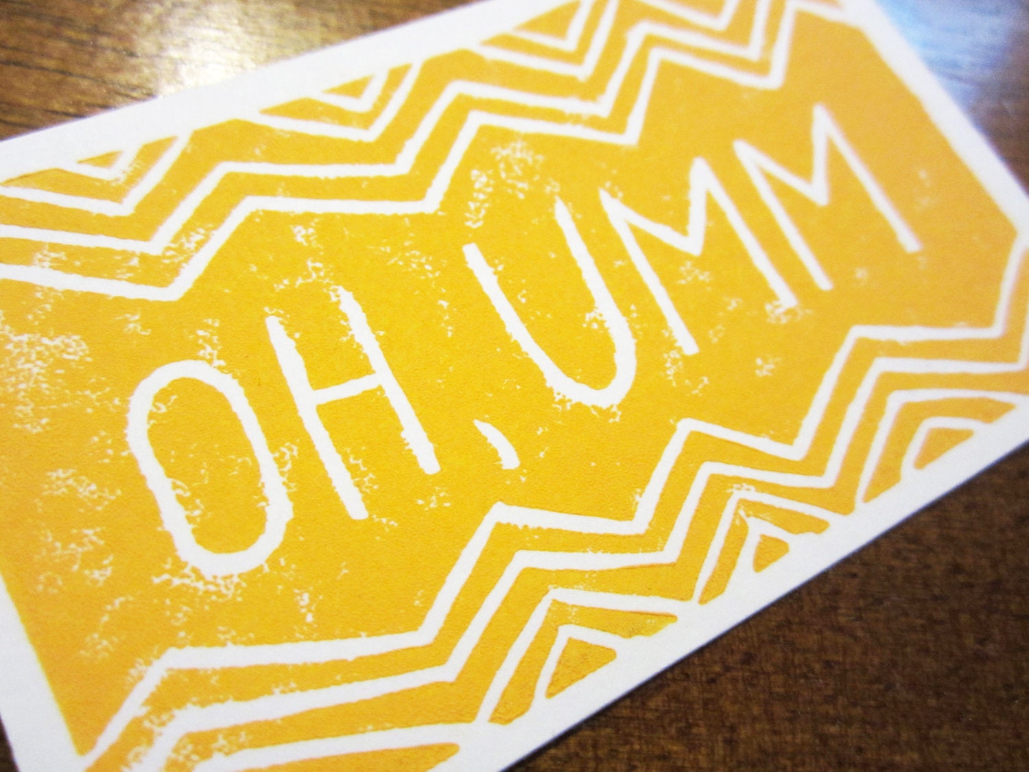 Oh Umm Card with Envelope - Business Card Size Linocut - 2" x 3 1/4" - Mustard Yellow