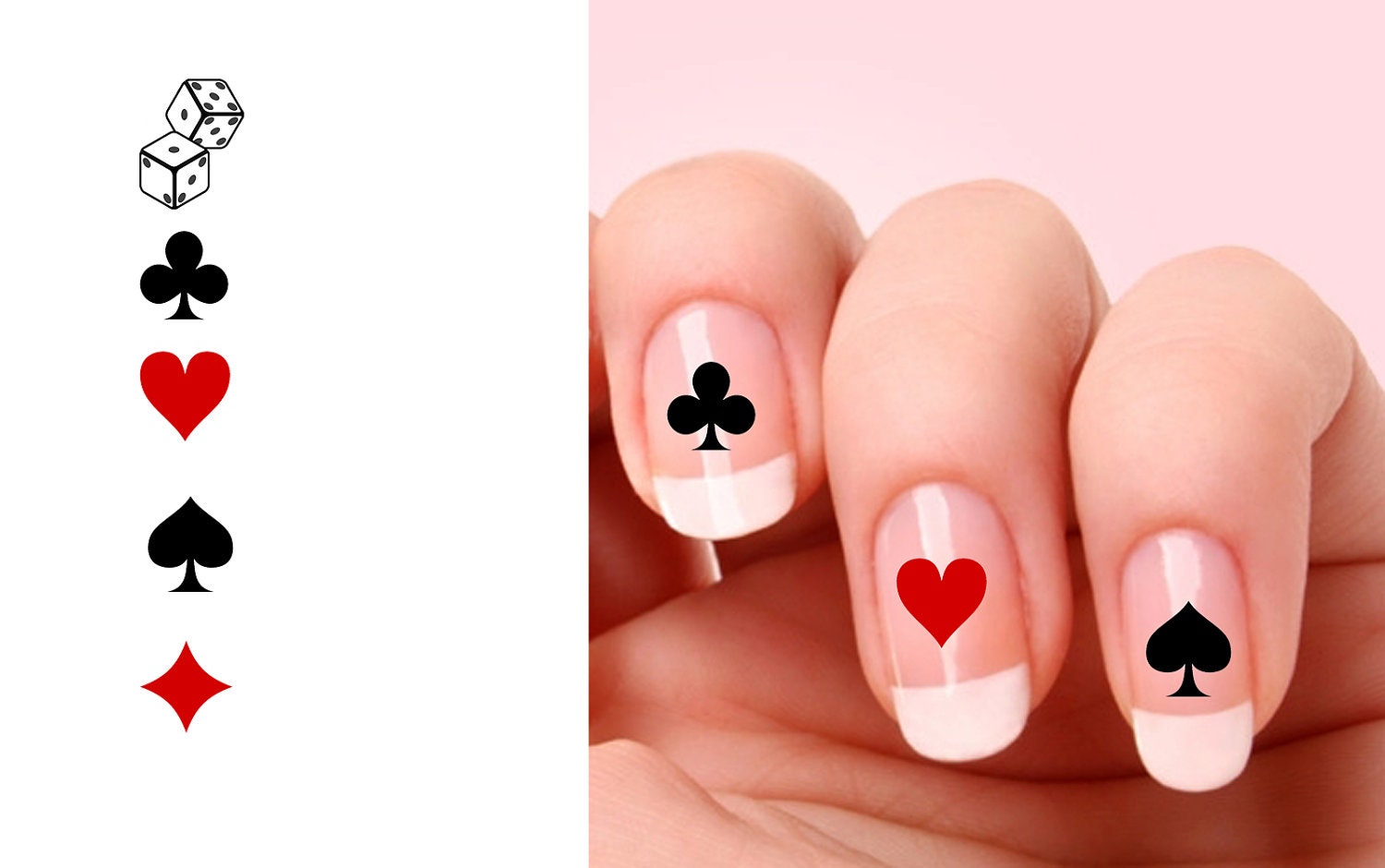 Set of 20 Gambling nail art decals.