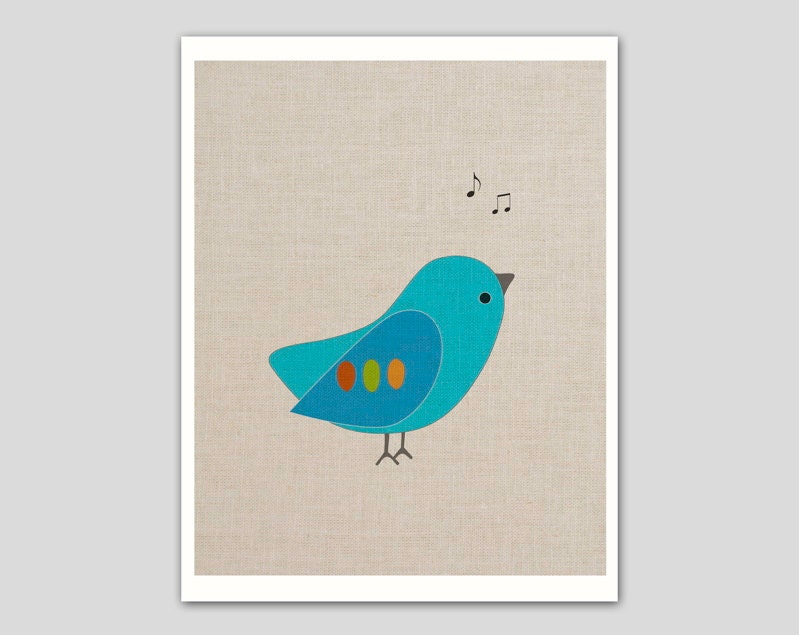 Bird on linen art print
