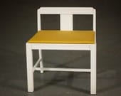Vintage Vanity Stool with Mustard Herringbone Fabric