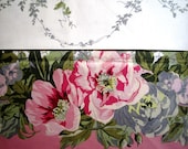 Large Floral Design Fabric, Fat Quarter, Multicolor / Pink / Gray / White, 18" X 22" inches, 100% Cotton, For Victorian & Romantic Projects