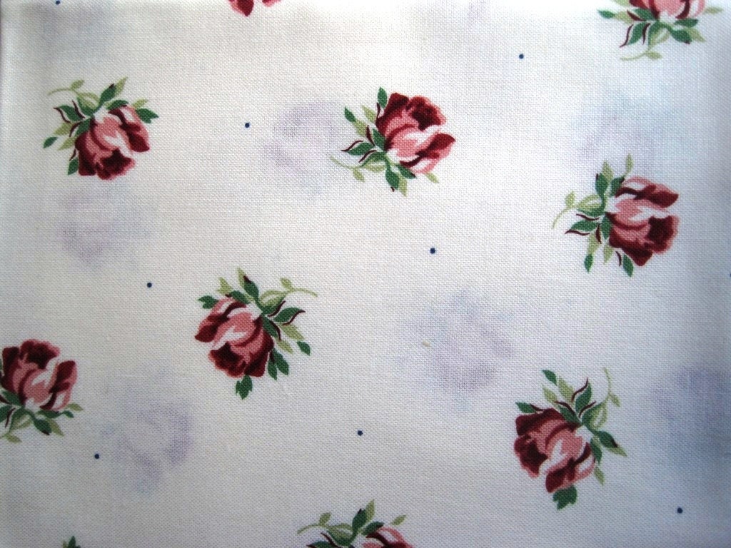 Cottage Rose Buds Fabric, Fat Quarter, Multicolor / White, 18" X 21" inches, 100% Cotton, For Victorian & Romantic Projects