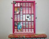 Pink Jewelry Organizer & Shelf. Earring holder. Accessory storage