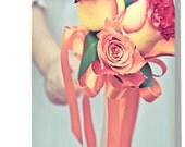 Vintage Flower Greeting/Thank you blank inside card, vintage orange blossom hues A6 300gsm Card