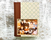 vintage book picture frame.  READABLE vintage book as unique photo frame. brown, green, orange. Reader's Digest, 1979.