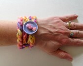 Crocheted Bright Acrylic Yarn Bracelet-One Size-Infinity Bracelet