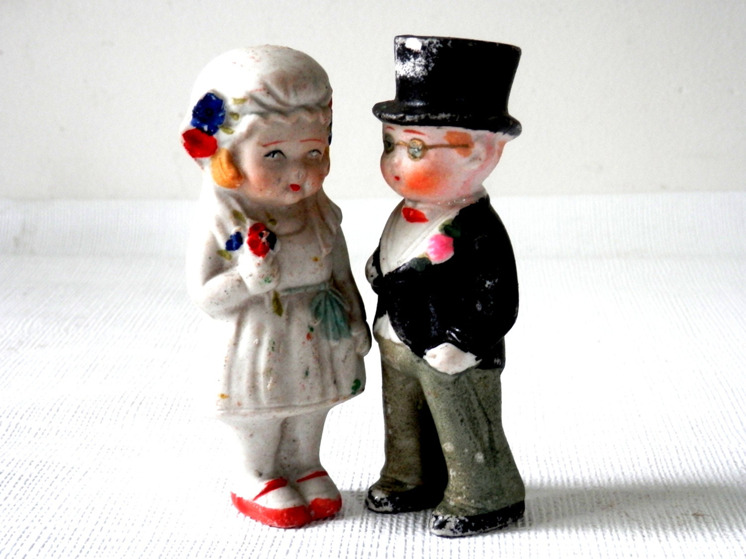 Art Deco Wedding Couple Bridal Kewpie Dolls Bride and Groom