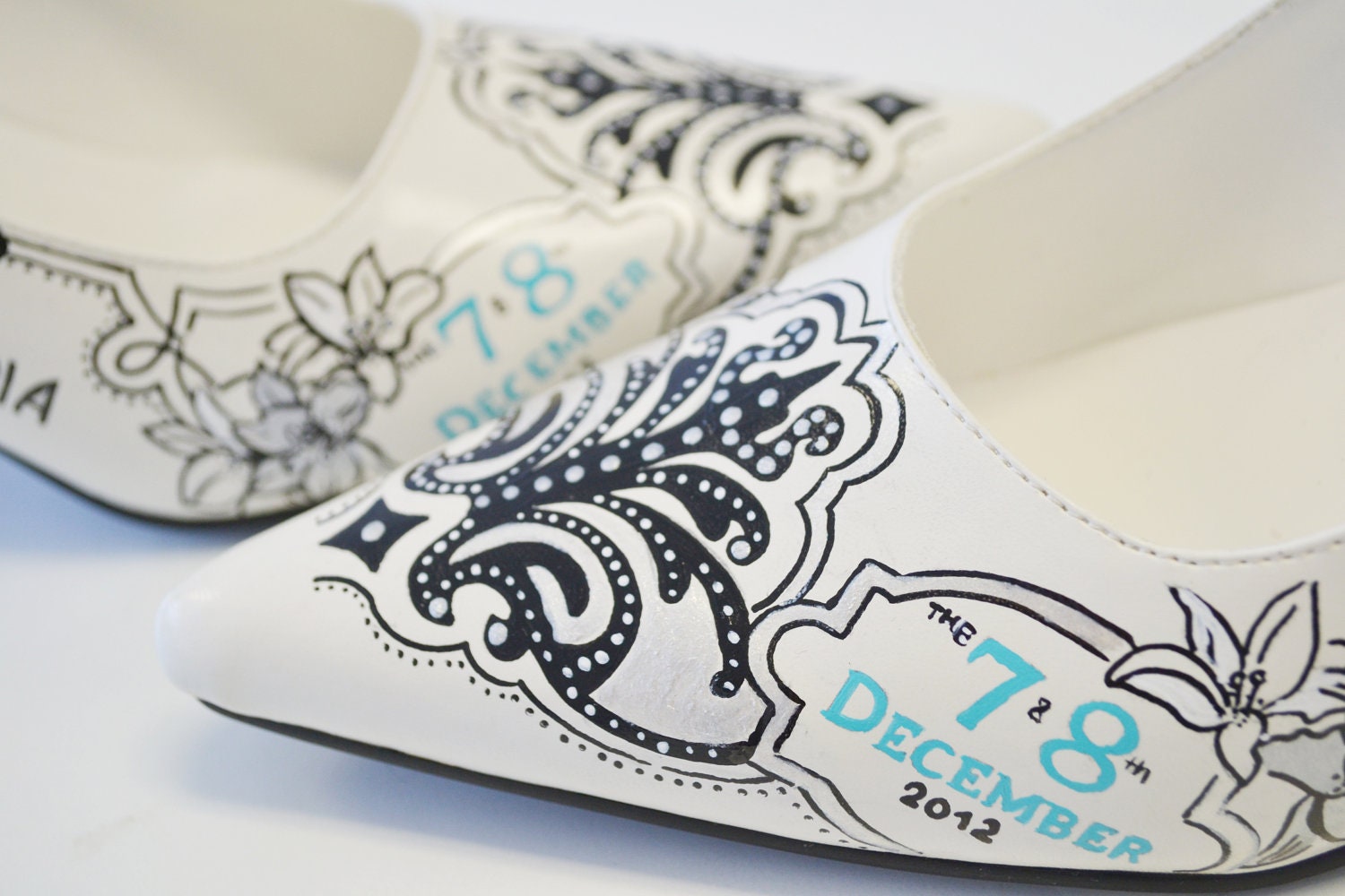 Wedding Shoes - Bridal Shoes - Hand painted Heels- Bridal Couple