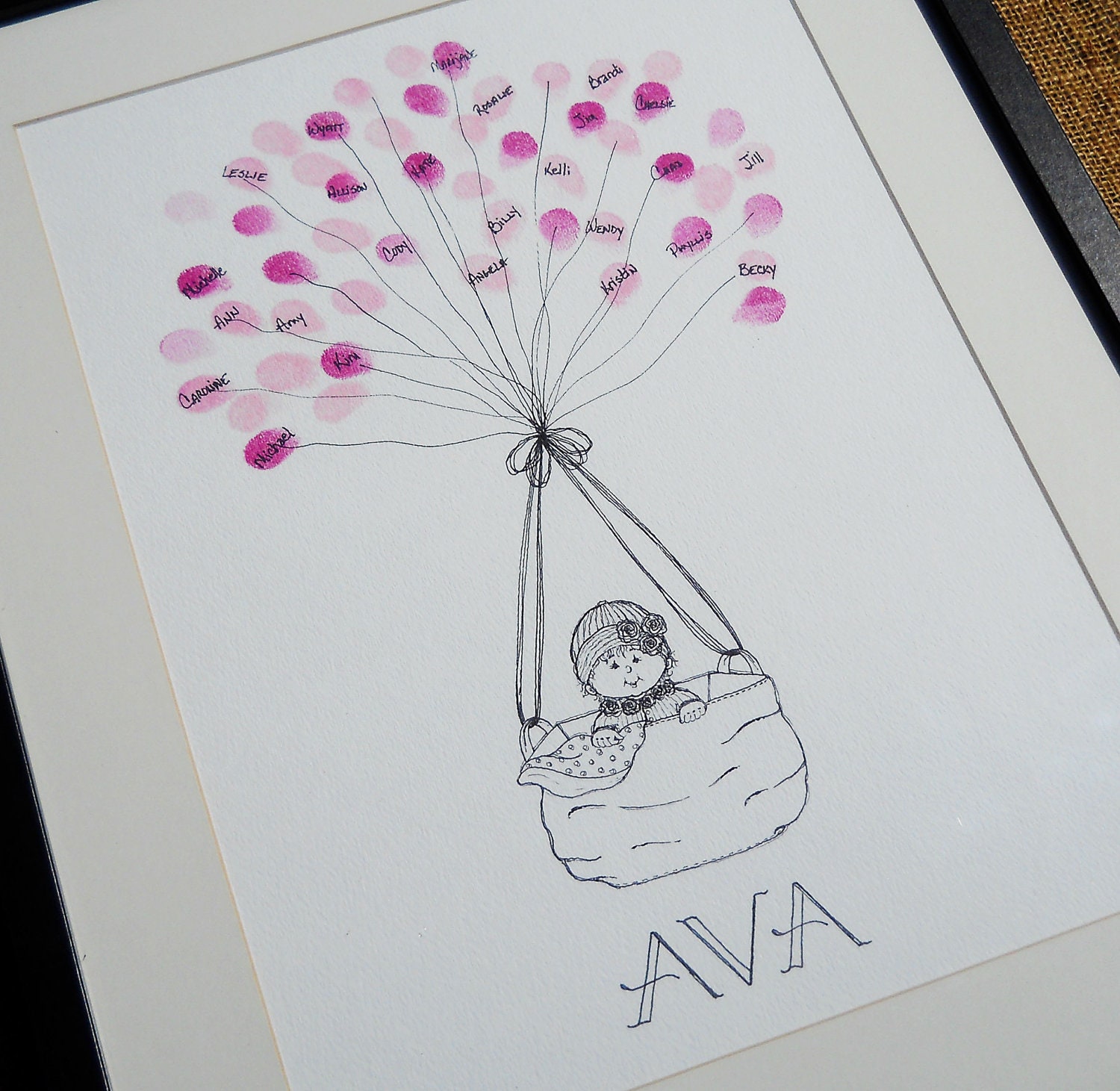 Girl's Baby Shower Thumbprint Guest Book- Perfect Shower Gift