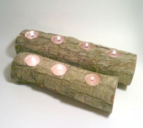 Log Candle, Fireplace Log, Yule Log, Log Centerpiece, Wedding Centerpiece, Rustic Log Candle Holder, Rustic Decor, Wedding Candle