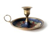 Beautiful Hand painted metal candle holder - blue, gold and red christmas decoration