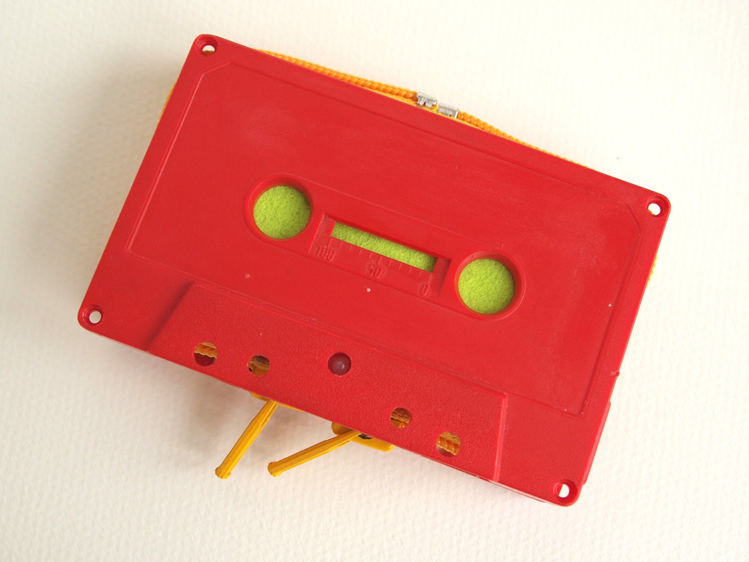 Zippered Cassette Tape Wallet - Solid Red