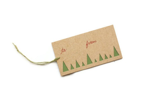 Christmas Gift Tags: Christmas Tree Forest Tags - Set of 5