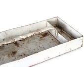 Vintage White Rustic Metal Tool Tray Industrial Home Decor