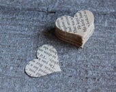 300 Vintage Book Wedding Heart Cutouts Shabby Decor