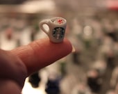 Miniature Starbucks Coffee Mug with Whip Cream and Mint Candy Garnish   - by Landscapes In Miniature