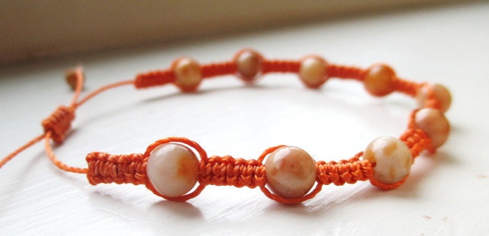 Morocco Agate Orange Macrame Bracelet