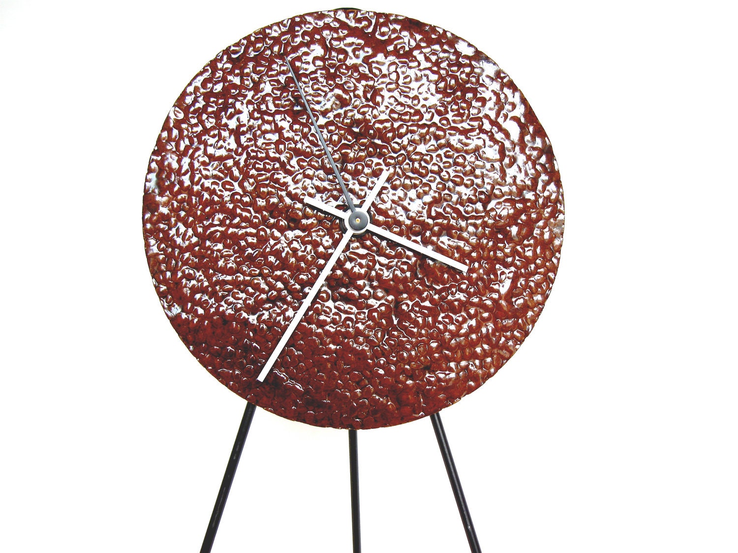 Abstract Wall Clock, modern ceramic contemporary art clock housewares home decor in red brown wall hanging