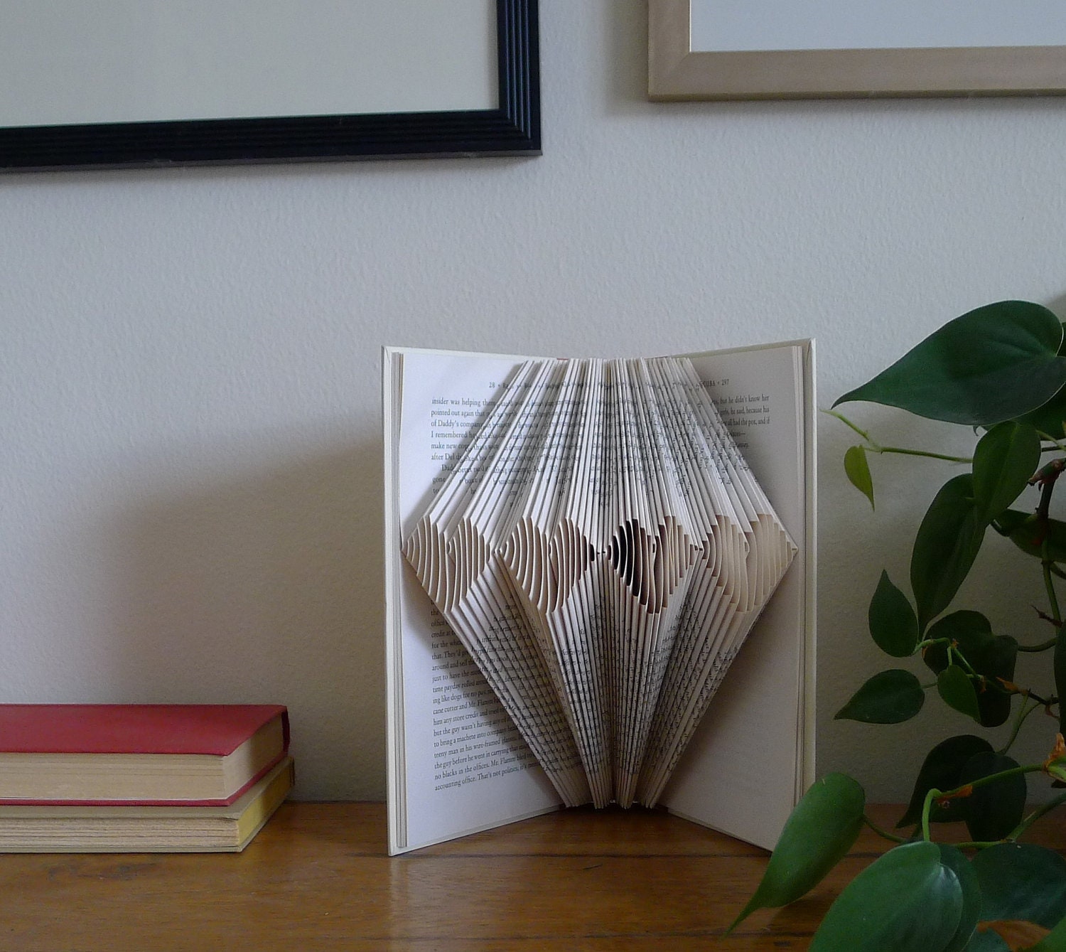 Folded Book Sculpture - Four Hearts - Unique Handmade Gift - Christmas Present - Wedding - Anniversary - Love