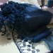 Navy Blue Deep Teal Cotton Shawl/ Scarf Headband - Cowl with Lace Edge - Spring Trends