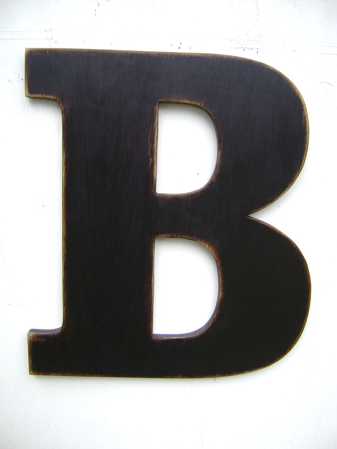 personalized shabby chic wooden letter Rustic wall hanging decor -letter signs 18" Tall "B" painted black