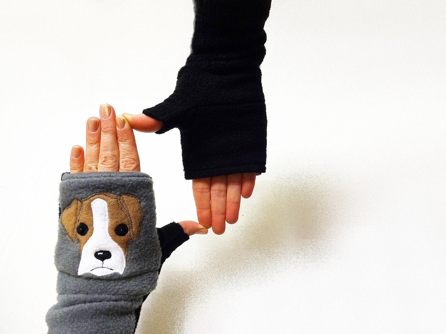 Boxer Puppy Fingerless Gloves  with Pockets for Dog Lovers