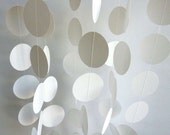 Paper Garland, WEDDING, ALL WHITE, 10 ft. long, circle garland