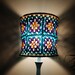 Hippie Crochet Lampshade Granny Square Aqua Blue Purple Pansies Gold Lighting Housewares Home Decor Nursery
