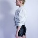 white LEATHER jacket bomber silver leopard print unisex M