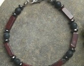 Mens Gemstone Bracelet Jasper Hematite and Rough Onyx Free Worldwide Shipping